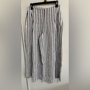 Etcetera Black and White Striped wide legged pants 100% linen size 4